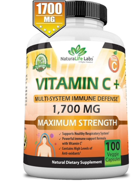 美国NaturaLife Labs 维生素C1700毫克含维生素D3 锌 接骨木 姜