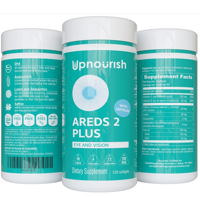 美国UpNourish AREDS 2+黄斑干眼 叶黄素藏红花虾青素和 DHA120粒