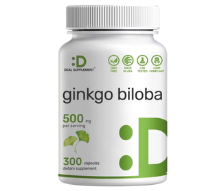 美国Ginkgo Biloba500 毫克300 粒加强型银杏叶胶囊眼睛大脑健康