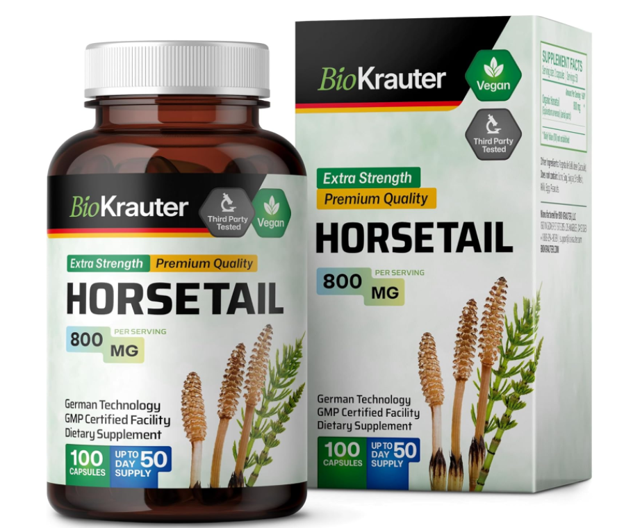 美国MAUWE HERBS 头发 皮肤和指甲马尾胶囊 含绿茶人参银杏叶