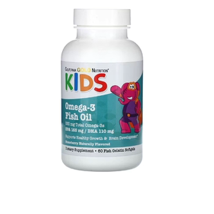 美国California Gold Nutrition儿童 Omega-3 鱼油天然草莓味60粒