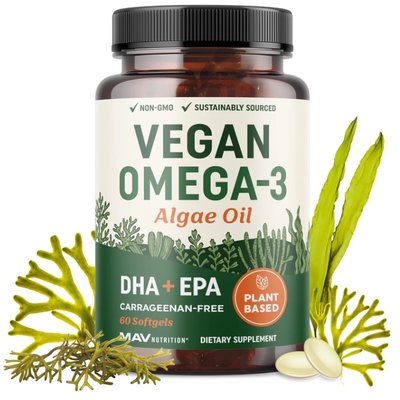 美国MAV 欧米茄3 海藻油 植物性DHA EPA 心脏大脑和眼睛健康60粒