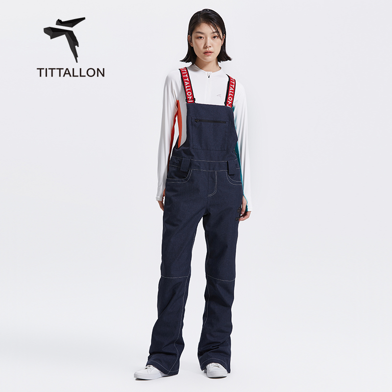 体拓女式牛仔单双板滑雪背带裤