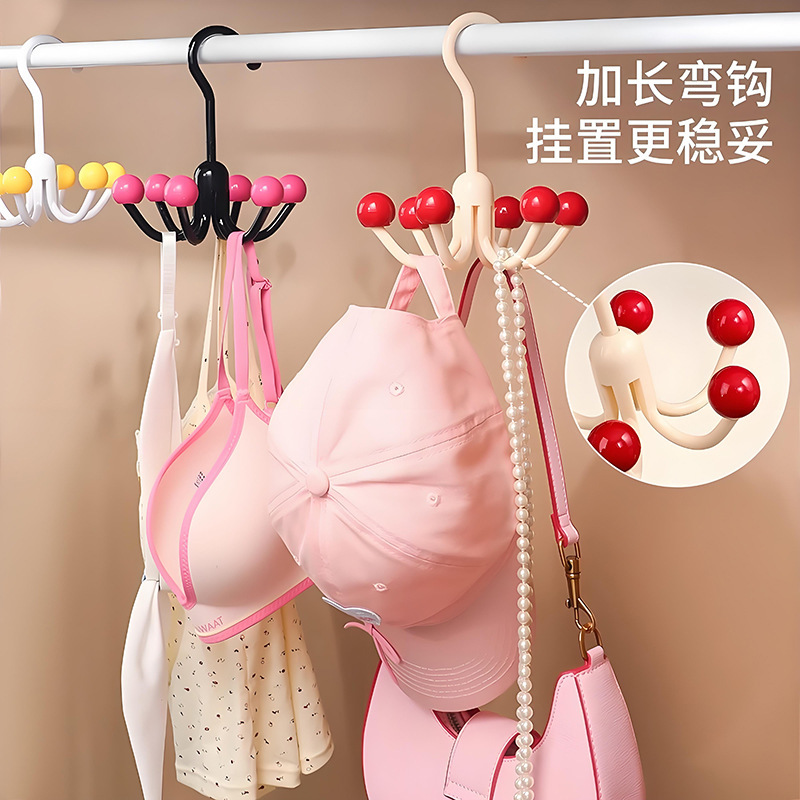 【以一抵六】多巴胺挂帽子收纳神器门后衣柜旋转挂钩吊带毛巾包包