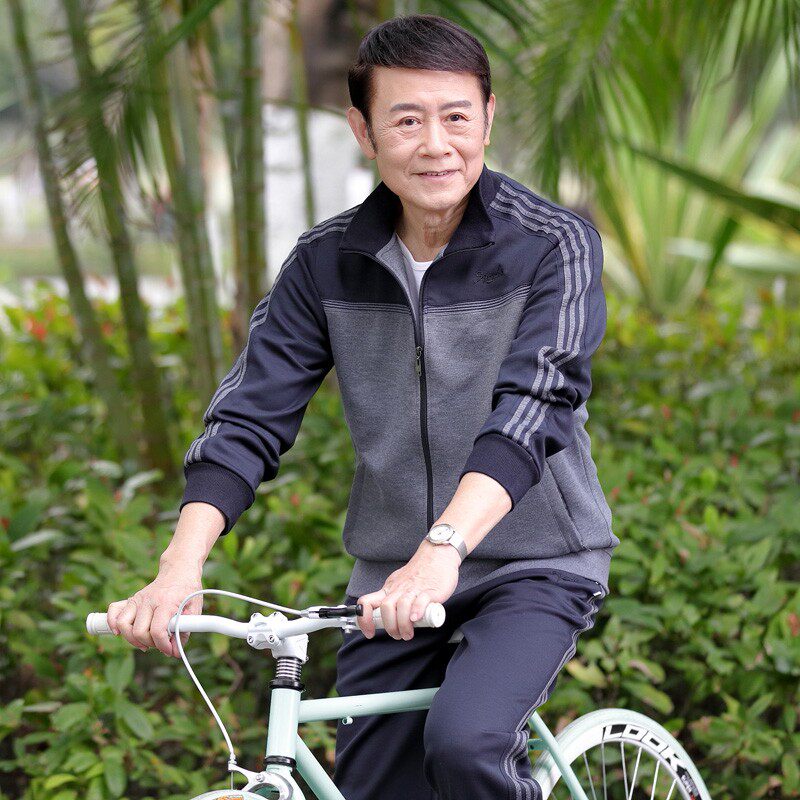 中老年男士运动服套装春秋季三件套爸爸春装套装中年男装休闲卫衣