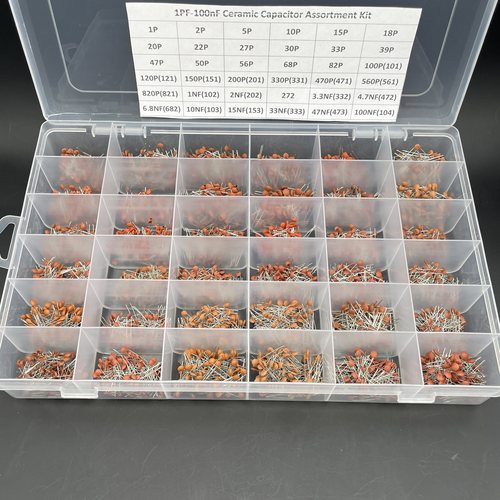 瓷片3600个36格瓷片电容器50V陶瓷瓷介电容1PF~100NF混装盒套件