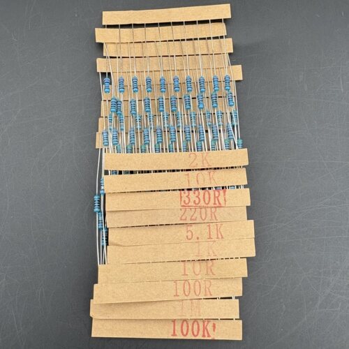 1/4W金属膜电阻包混装10种常用精度1%色环直插10R220R330R5.1K1M