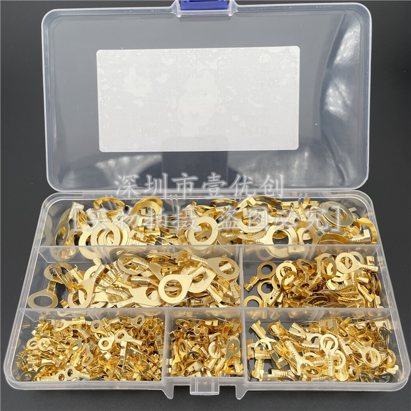 450个M3/M4/M5/M6/M8/M10圆环O型接线接地铜片端子套装盒450PCS