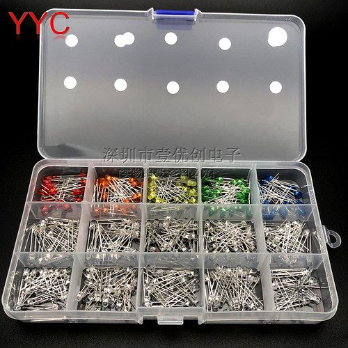 红橙黄绿蓝白紫粉发光15种二极管