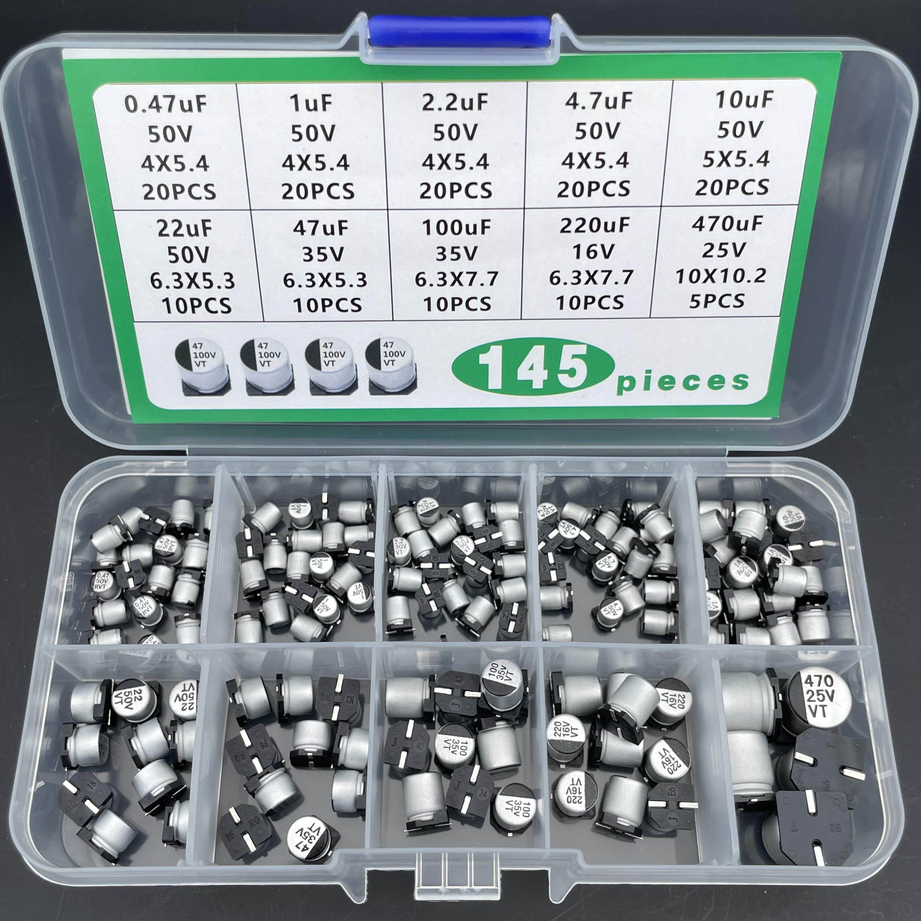 145个贴片0.47/1/2.2/4.7/10/22/100/220/470uf铝电解电容套装盒,电子元器件市场,三极管,淘宝优惠券,粉丝福利购,淘宝优惠卷