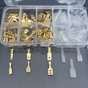 2.8插簧插片护套冷压盒 4.8 135PCS压接公母对插式 接线端子6.3