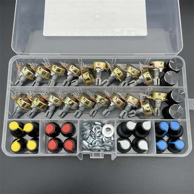 20PCS WH148电位器开关带旋钮帽盒装单联15MM B5K10K20K/50K/100K