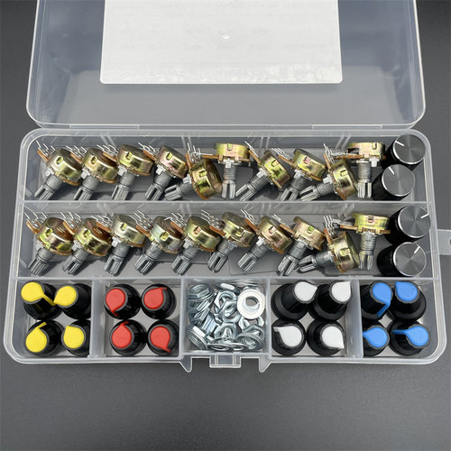 20PCS WH148电位器开关带旋钮帽盒装单联15MM B5K10K20K/50K/100K