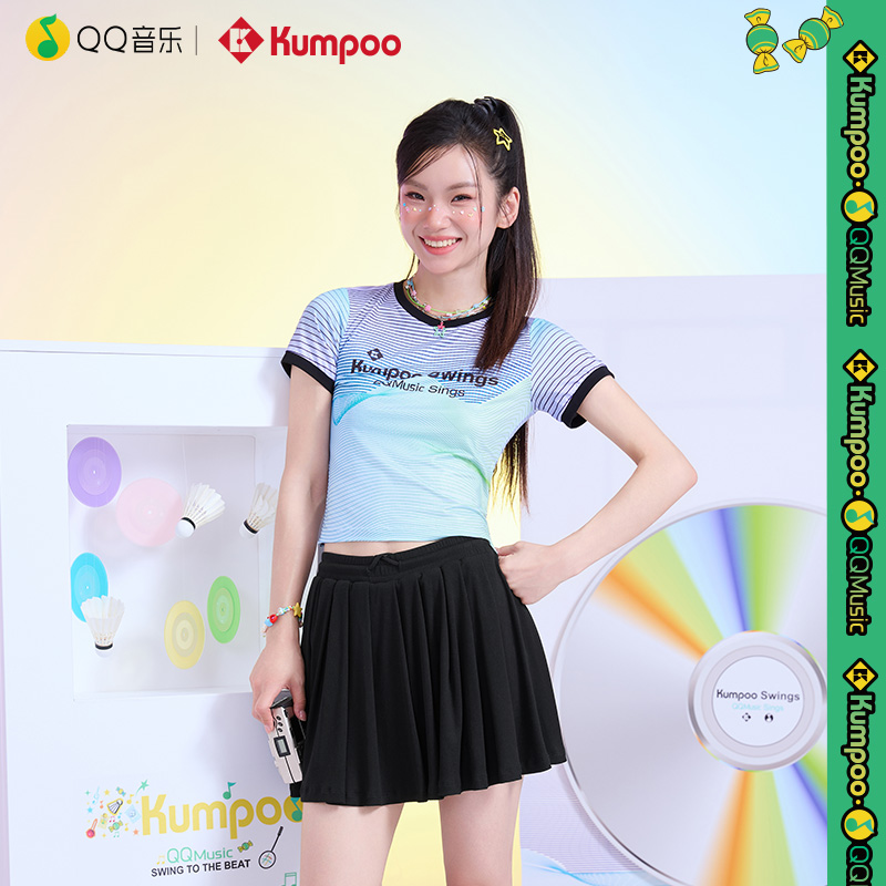 KUMPOO联名QQ音乐羽毛球服女款短袖T恤新款球衣运动服K252W-1713