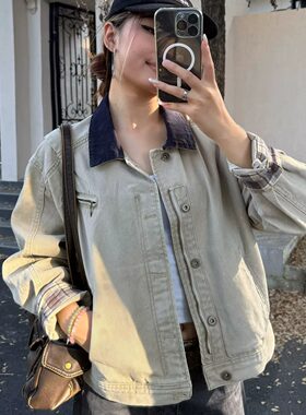 新派工装美学潮流水洗做旧宽松牛仔外套男春秋新款休闲百搭夹克衫