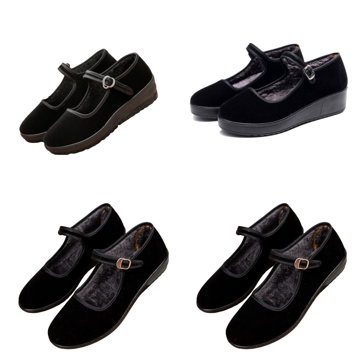 加绒保暖老北京棉鞋平底坡跟松糕厚底女棉鞋一字带工作鞋妈妈棉鞋,女鞋,传统布鞋,淘宝优惠券,粉丝福利购,淘宝优惠卷