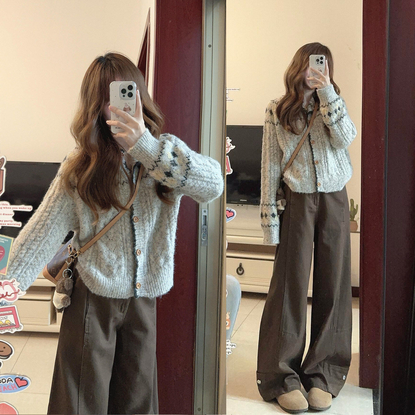 秋冬搭配一整套韩系穿搭慵懒软糯高级感针织毛衣开衫阔腿裤两件套,女装/女士精品,大码套装,淘宝优惠券,粉丝福利购,淘宝优惠卷