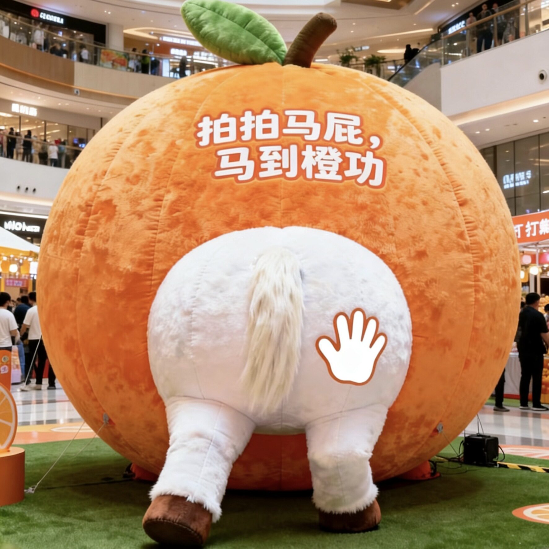 新年新款充气毛绒气模定制拍马屁