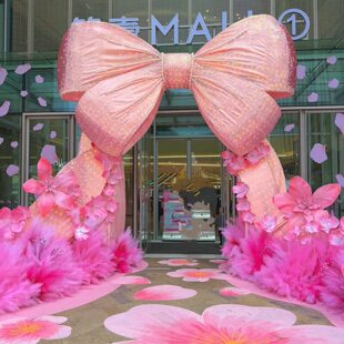 巨型蝴蝶结仿真粉色樱花婚庆商场店铺活动装 饰花艺氛围道具布置