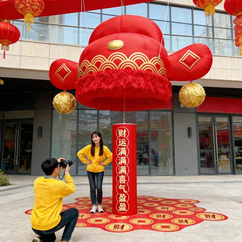 2026新款财神帽气模充气官帽仿真吊挂外墙景区新年美陈饰互动打卡,节庆用品/礼品,充气气模,淘宝优惠券,粉丝福利购,淘宝优惠卷