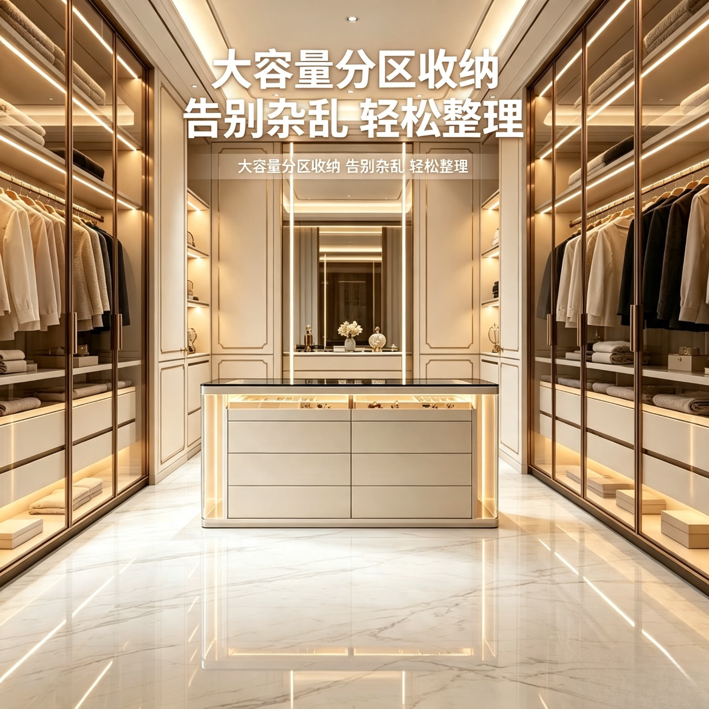 简约现代衣帽间中岛柜珠宝首饰展示柜设计师高定多功能卧室储物柜