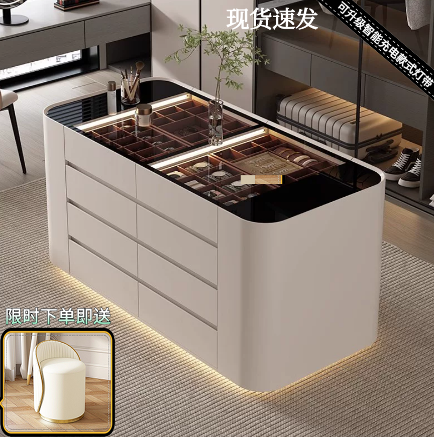 意式服装店衣帽间中岛柜抽屉式收纳柜实木多层影楼珠宝首饰展示柜