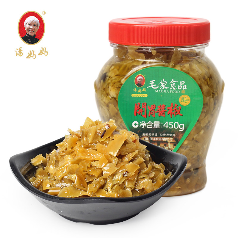 汤妈妈开胃酱椒剁辣湖南特产农家剁辣椒酱青椒香辣中辣泡椒450g