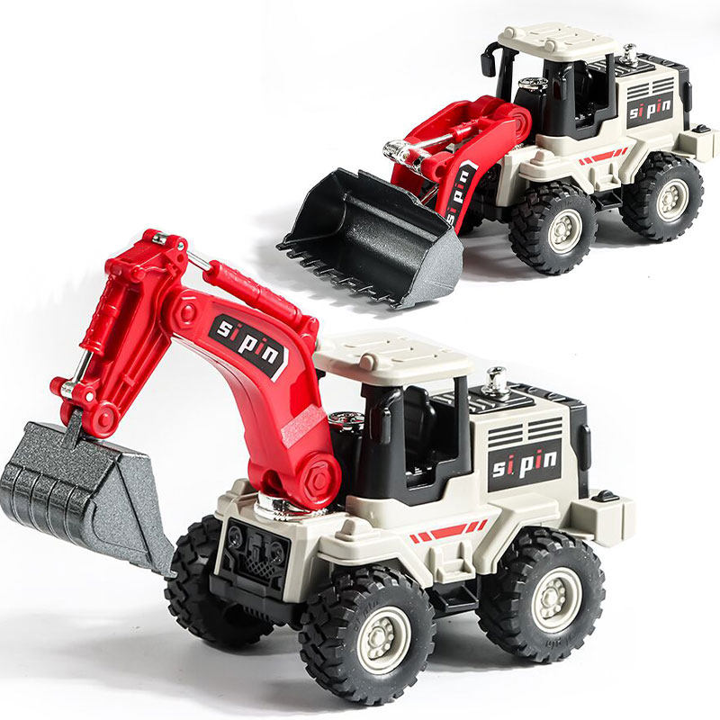 儿童合金工程车玩具挖掘机推土铲车模型仿真挖土机小汽车1-3岁男2