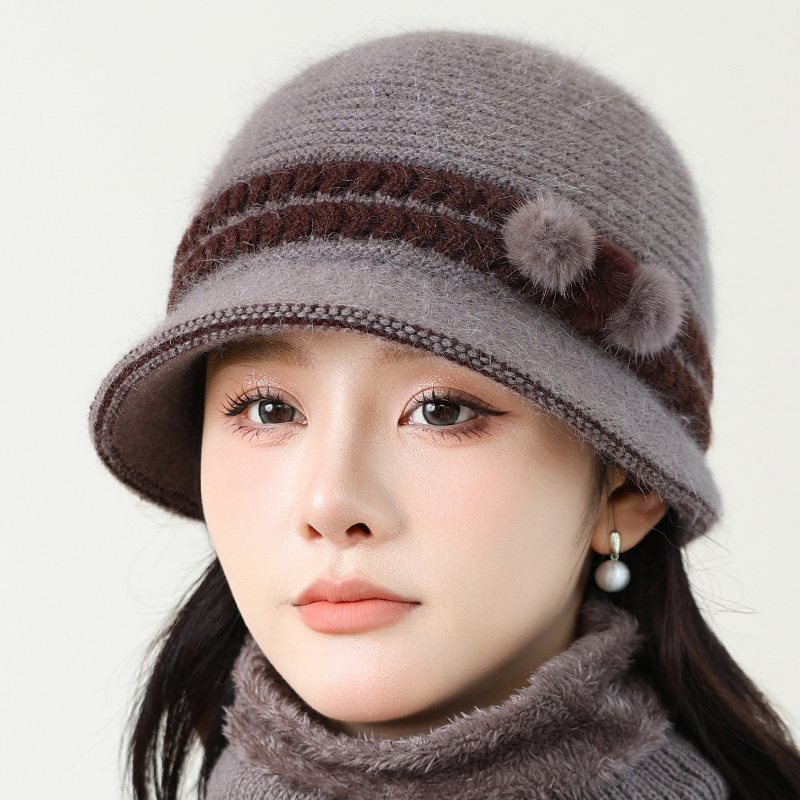 秋冬天中老年人帽子女妈妈加绒加厚针织保暖棉帽奶奶老太太毛线帽
