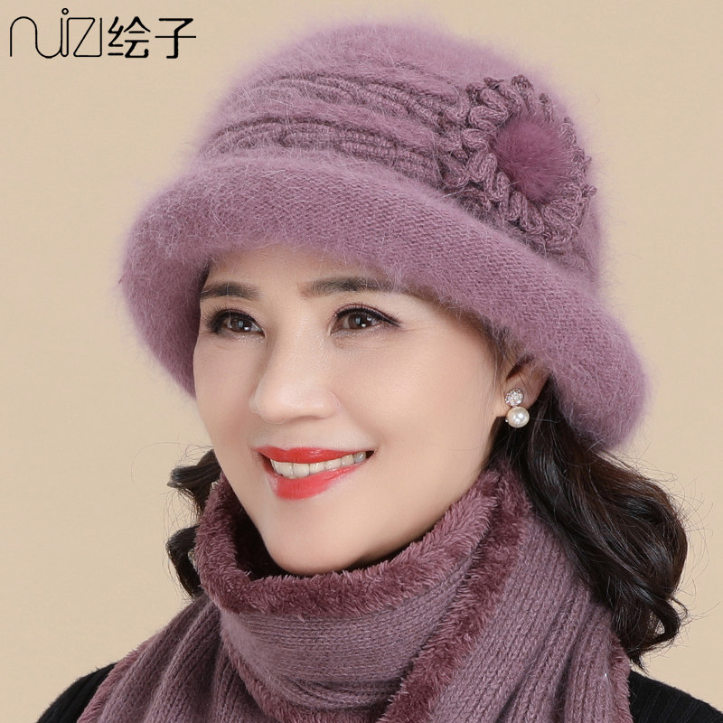 盆帽逛街优雅女冬季加绒毛线帽