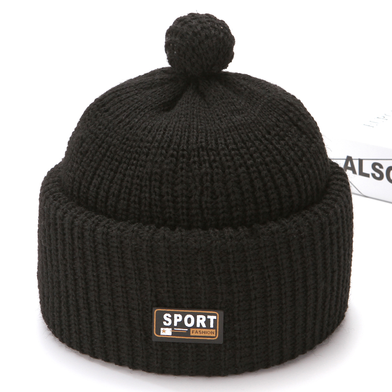 帽子绘子毛线帽男老人无檐秋冬