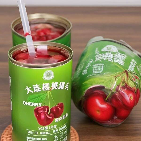 丹东红光冰糖大连樱桃罐头新鲜水果奶茶饮品甜点425g水果罐头