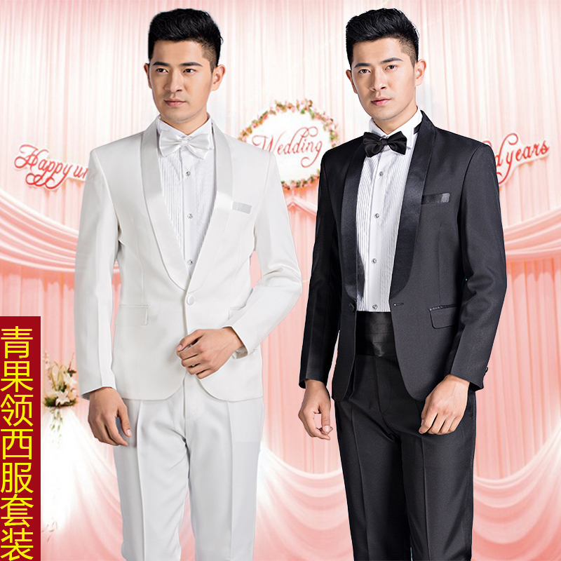 新款黑白西装演出服男歌手成人舞台大合唱主持人礼服西服套装表演