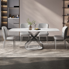 轻奢岩板餐桌椅组合现代简约长方形西餐桌家用小户型吃饭桌子 意式