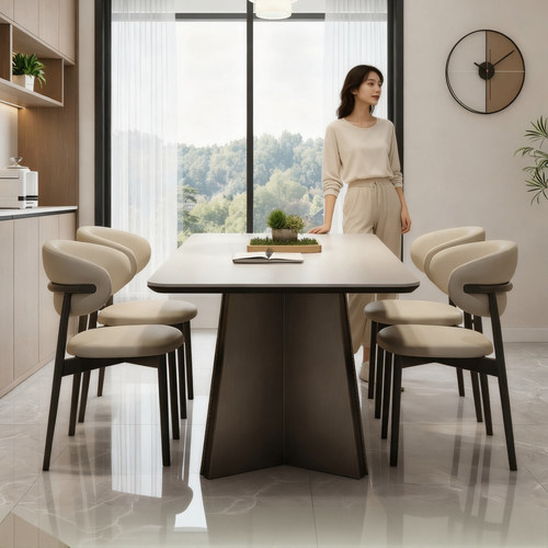 品若班全托岩板餐桌椅组合