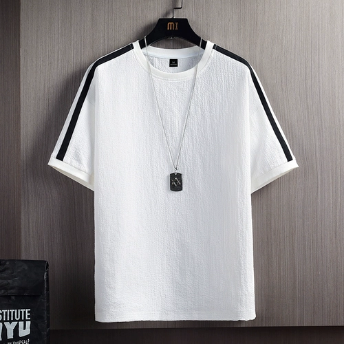 短袖T恤男2021夏季新款韩版潮流宽松圆领五分袖潮牌上衣