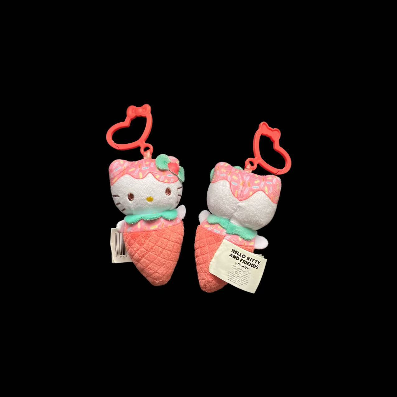 三丽鸥冰淇淋HelloKitty毛绒挂件可爱甜筒KT猫公仔钥匙扣包包挂饰