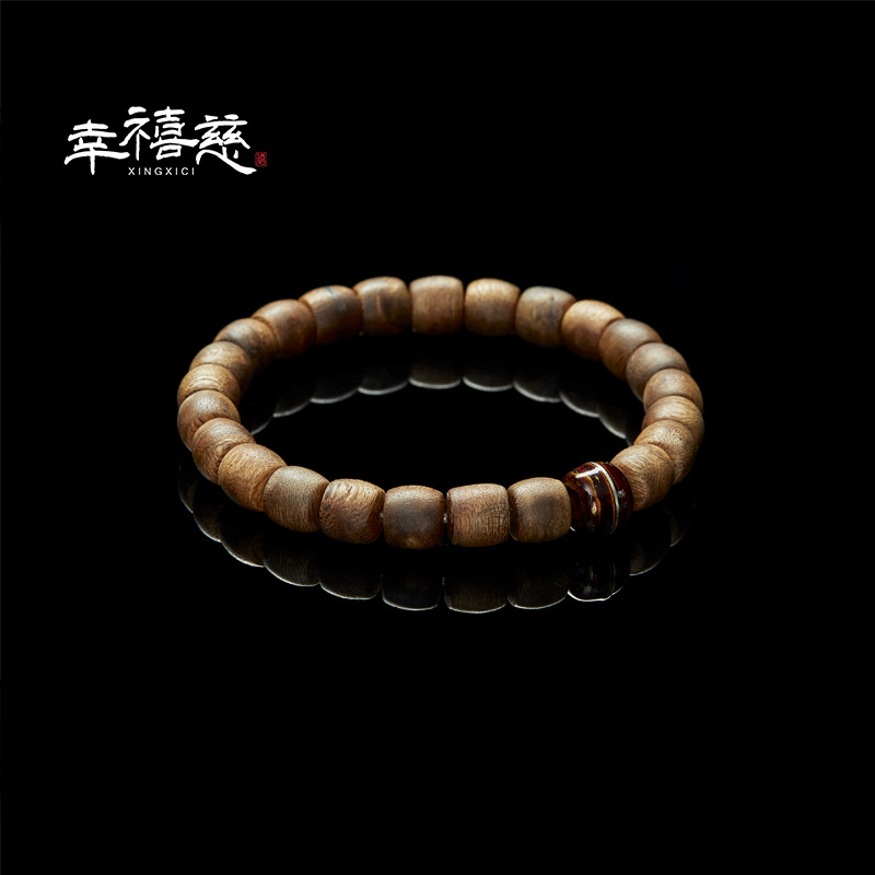 幸禧慈【香沉·璧合】男士款 非遗工艺大漆珠 沉香绿奇楠直切手串