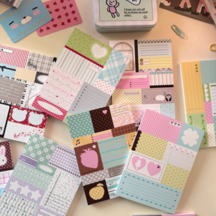 原创ins奶油风无粘性便签本春日絮语韩风手帐打底拼贴素材本