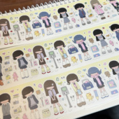 小羊羊 饰手帐素材 原创可爱古早头套女孩贴纸少女卡通手账装