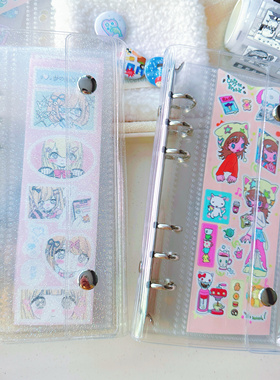 Ins风透明a6-half 收纳册a6窄款活页本胶带收纳本内页替芯本子