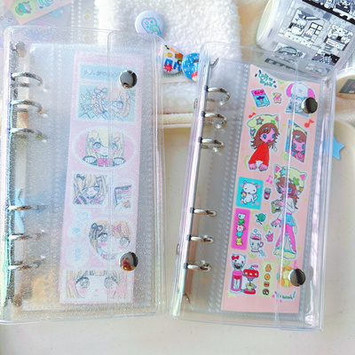 Ins风透明a6-half 收纳册a6窄款活页本胶带收纳本内页替芯本子