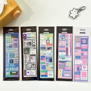 韩国ins风创意复古风电影海报咕卡贴纸电脑素材小卡装 饰贴画素材
