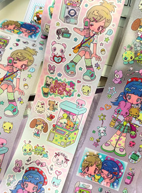 软组织原创鸟鸟一文创贴纸卷放课出游千禧少女风辣妹分装手账贴纸