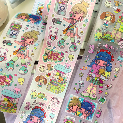 软组织原创鸟鸟一文创贴纸卷放课出游千禧少女风辣妹分装手账贴纸