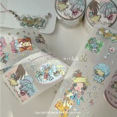 可爱y2k手帐胶带人物贴画 club少女偶像贴纸卷分装 鸟鸟一 Friday