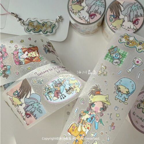 鸟鸟一 Friday club少女偶像贴纸卷分装 可爱y2k手帐胶带人物贴画