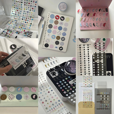 Eg.island 分装天使翅膀百搭基础字母数字圆点装饰银星烫银贴纸卷