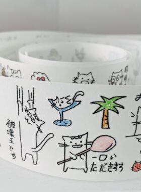 今日见你分装 原创和纸胶带小猫の奇思妙想切膜贴纸动物手帐素材