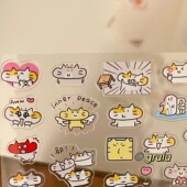 grulu 原创贴纸卷分装 猫猫心情幸福小靠枕日常生活手帐切膜贴纸卷